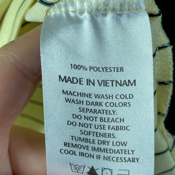 FootJoy Mens Shirt Yellow Blue Striped Golf Polo Comfort Quick Dry Stretch Large - Picture 7 of 12